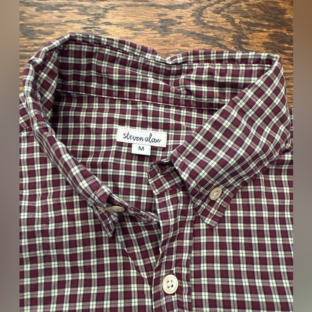 Steven Alan maroon flannel shirt M